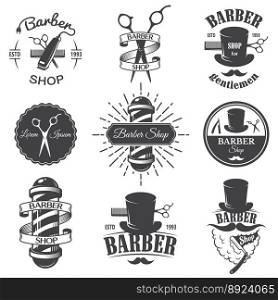 Vintage barber shop emblems vector image