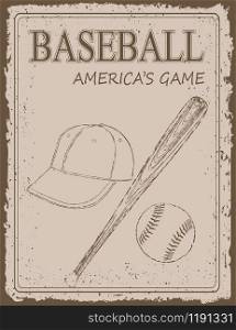 Vintage baseball poster on old paper background
