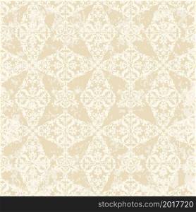 Vintage beige pattern on grunge background. Modern arabic pattern. Seamless wallpaper in rich oriental style. Background, wallpaper, wrapping, textile template.. Vintage beige pattern on grunge background.