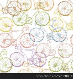 Vintage Bicycle Hand Drawn Seamless Pattern