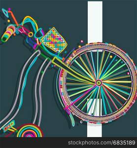 Vintage bicycle icon design in colors