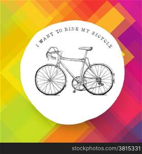 Vintage bicycle illustration on colorful background