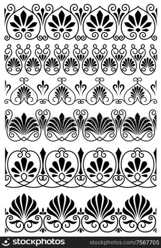 Vintage black and white ornamental borders with ornate floral victorian designs and vignettes