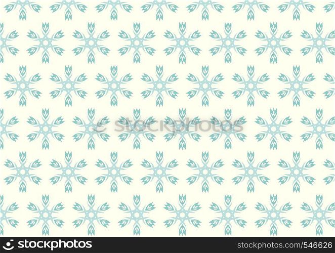 Vintage blue bloom and tribal or roots shape pattern on light yellow background. Retro and modern flower pattern style for old or cute design