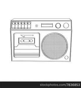 Vintage boom-box isolated on white background, vector illustration