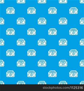 Vintage boombox pattern vector seamless blue repeat for any use. Vintage boombox pattern vector seamless blue