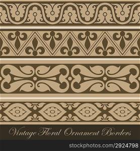Vintage border seamless elements collection. Vector abstract Floral ornament.Vector vintage collection