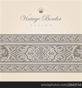 Vintage border tiling collection. Vector abstract Floral ornament. Super High detail Vector.