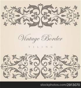 Vintage border tiling elements collection. Vector abstract Floral ornament.