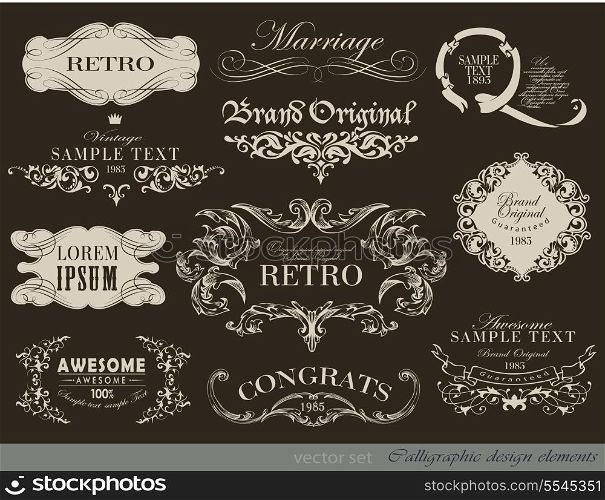 Vintage borders and other elements calligraphic collection