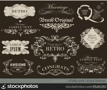 Vintage borders and other elements calligraphic collection