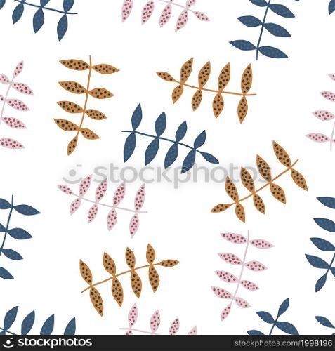 Vintage branch seamless pattern isolated on white background. Abstract floral ornament. Retro botanical backdrop. Design for fabric , textile print, surface, wrapping, cover. Vector illustration.. Vintage branch seamless pattern isolated on white background. Abstract floral ornament.
