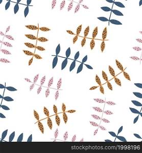 Vintage branch seamless pattern isolated on white background. Abstract floral ornament. Retro botanical backdrop. Design for fabric , textile print, surface, wrapping, cover. Vector illustration.. Vintage branch seamless pattern isolated on white background. Abstract floral ornament.