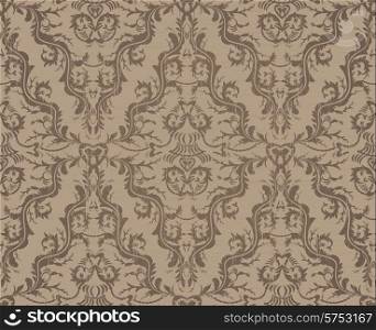 Vintage Brown And Blue Seamless Floral Pattern Ornament With Clipping Mask