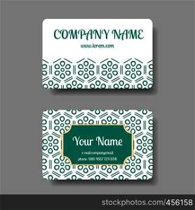 Vintage business card collection with chinese ornament. Vector illustration. Business card collection with chinese ornament