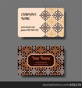 Vintage business card collection with floral chinese ornament. Vector illustration. Vintage business cards with floral ornament