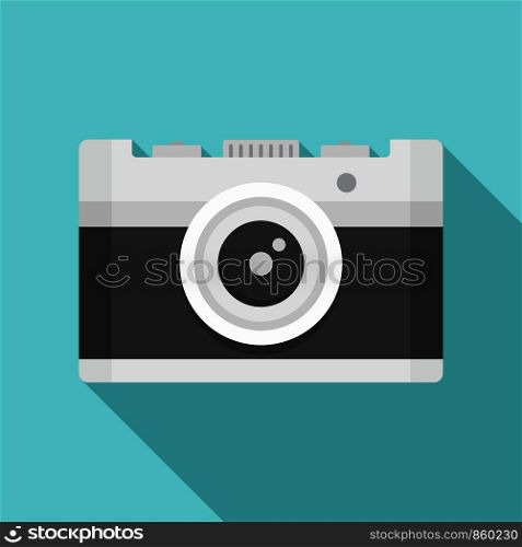Vintage camera icon. Flat illustration of vintage camera vector icon for web design. Vintage camera icon, flat style