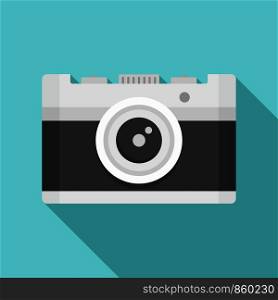 Vintage camera icon. Flat illustration of vintage camera vector icon for web design. Vintage camera icon, flat style