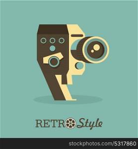 Vintage camera. Vector illustration, emblem, logo.