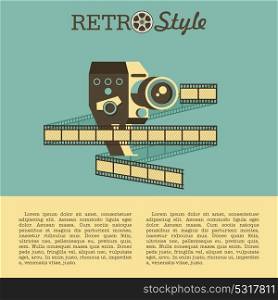 Vintage cameras and film. Illustration with place for text. Vector arms. Logo.
