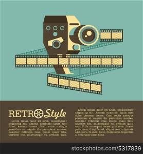 Vintage cameras and film. Vector arms. Logo. Illustration with place for text.