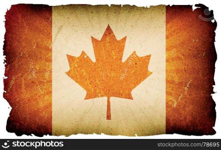 Vintage Canada Flag Poster Background. Illustration of the canadian flag poster, with red maple leaf, retro and vintage design, grunge textures for canada day holidays