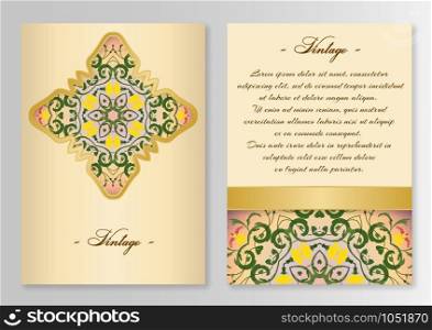 Vintage card template with floral ornaments. Vector illustration. Vintage card template with floral ornaments