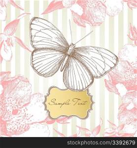 Vintage card with a butterfly