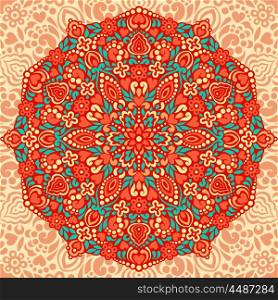 Vintage card with a circular pattern. Vintage card with a circular pattern. Decorative ethnic element for design. Vector illustration.