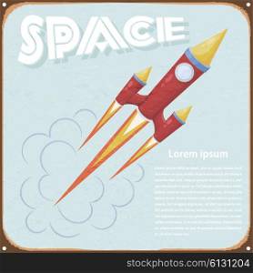 Vintage card with a missile. Vector illustration