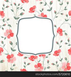 Vintage card with flowers on background. Vector illustration.