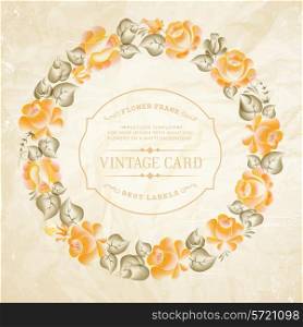 Vintage card with text and ghzel style flower frame.