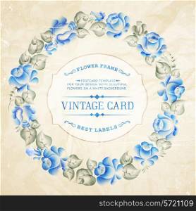 Vintage card with text and ghzel style flower frame.