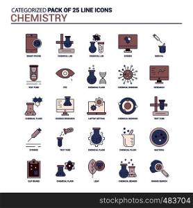 Vintage Chemistry Icon set - 25 Flat Line icon set