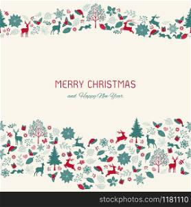 Vintage Christmas background with text for greeting card,decorative,fashion,fabric,textile,print or wrapping paper,vector illustration
