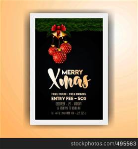 Vintage christmas party flyer template. Vector EPS10 Abstract Template background
