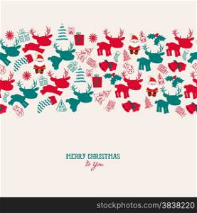 vintage christmas reindeer seamless pattern