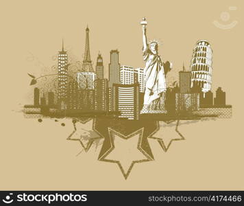 vintage city background vector illustration