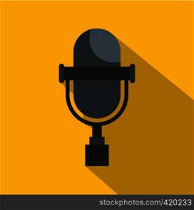 Vintage classic microphone icon. Flat illustration of vintage classic microphone vector icon for web isolated on yellow background. Vintage classic microphone icon, flat style