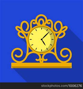 Vintage clock icon. Flat illustration of vintage clock vector icon for web. Vintage clock icon, flat style