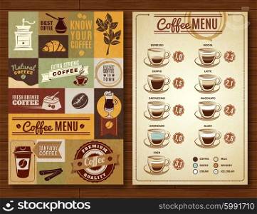 Vintage Coffee Menu 2 banners Board . Coffee menu board for bar cafe restaurant vintage style 2 vertical banners composition abstract isolated vector illustration