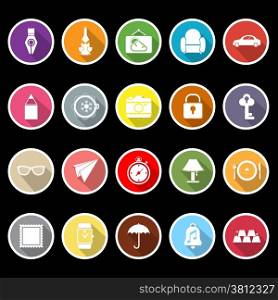Vintage collection flat icons with long shadow, stock vector