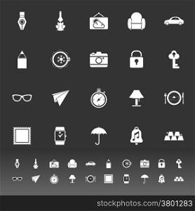 Vintage collection icons on gray background, stock vector