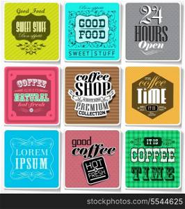 Vintage colored bakery labels and typography, coffee shop, cafe, menu design elements, calligraphic/ vector card