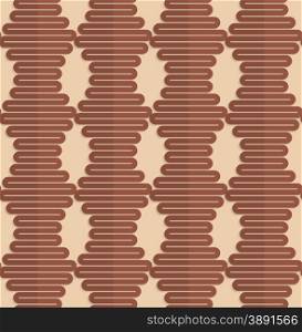Vintage colored simple seamless pattern. Background with paper fold and 3d realistic shadow.Retro fold brown wavy hexagons.