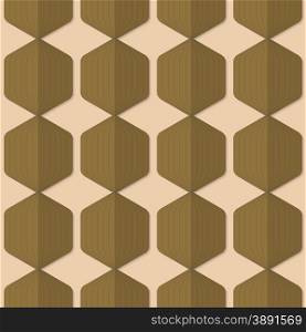 Vintage colored simple seamless pattern. Background with paper fold and 3d realistic shadow.Retro fold green striped hexagons.