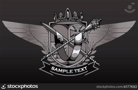 vintage crest with wings vector illustration