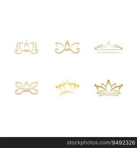 Vintage Crown Logo set  Royal King Queen abstrak Logo desain vektor Template. Simbol geometris Logotype ikon konsep