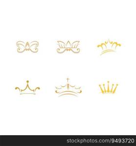Vintage Crown Logo set  Royal King Queen abstrak Logo desain vektor Template. Simbol geometris Logotype ikon konsep
