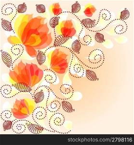 Vintage cute floral background with beautiful flowers